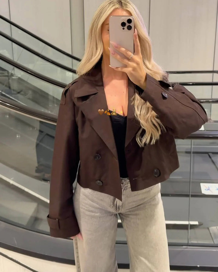 Everly | Chic Cropped Double Breasted Trench Coat Women
