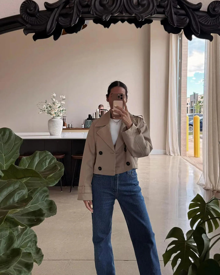 Everly | Chic Cropped Double Breasted Trench Coat Women