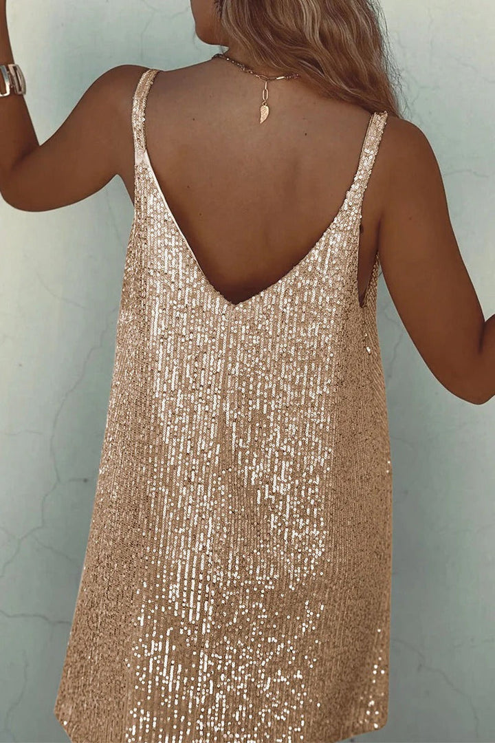 Margot | Elegant V-Neck Sequin Mini Dress