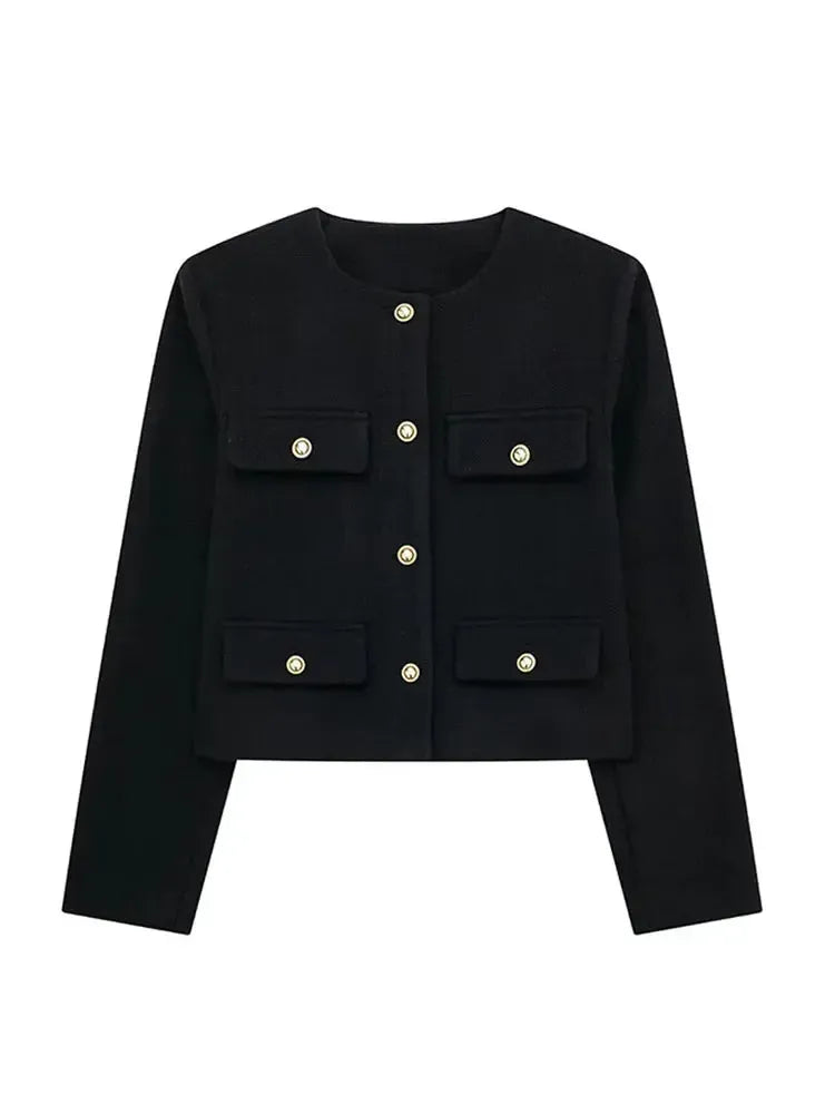 Cordelia | Chic Cropped Button-Up Jacket With Four Pockets