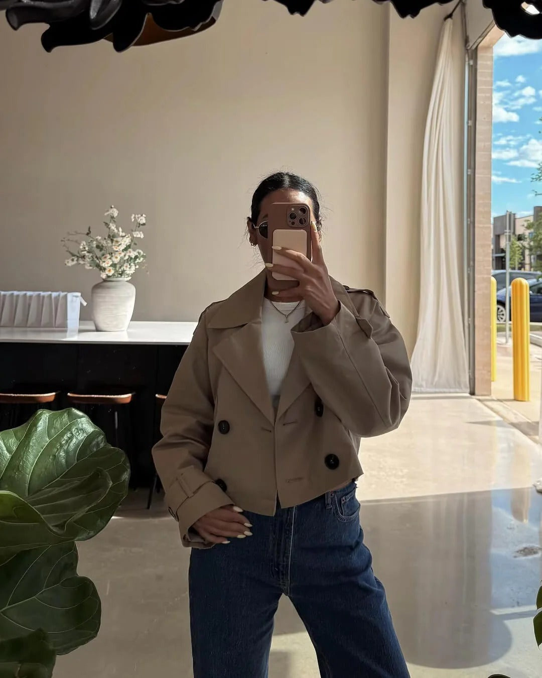 Everly | Chic Cropped Double Breasted Trench Coat Women