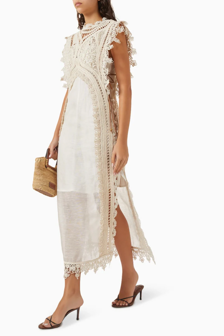 Cordelia | Elegant Lace High Neck Maxi Dress
