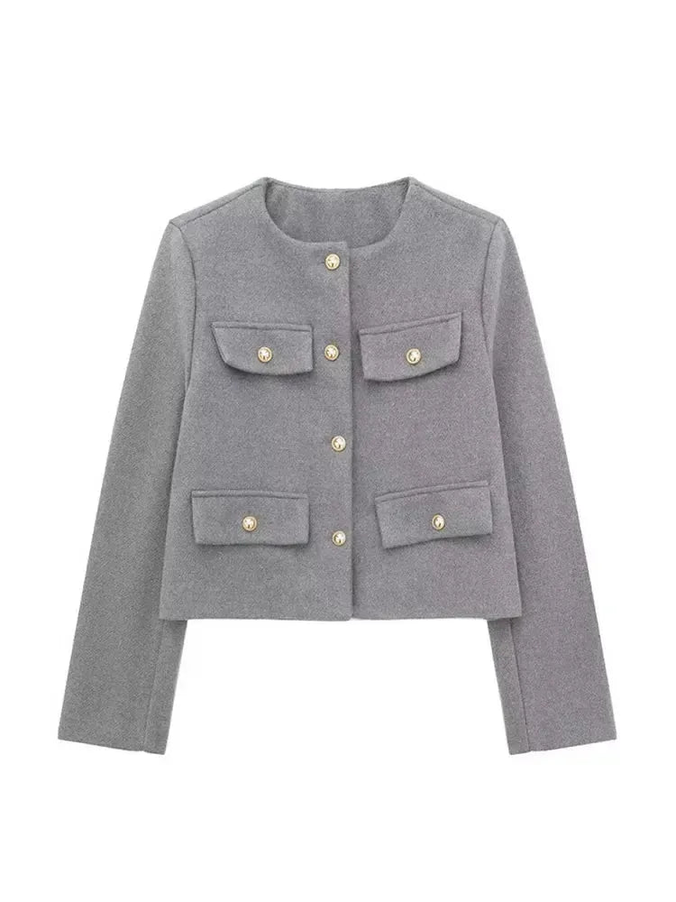 Cordelia | Chic Cropped Button-Up Jacket With Four Pockets