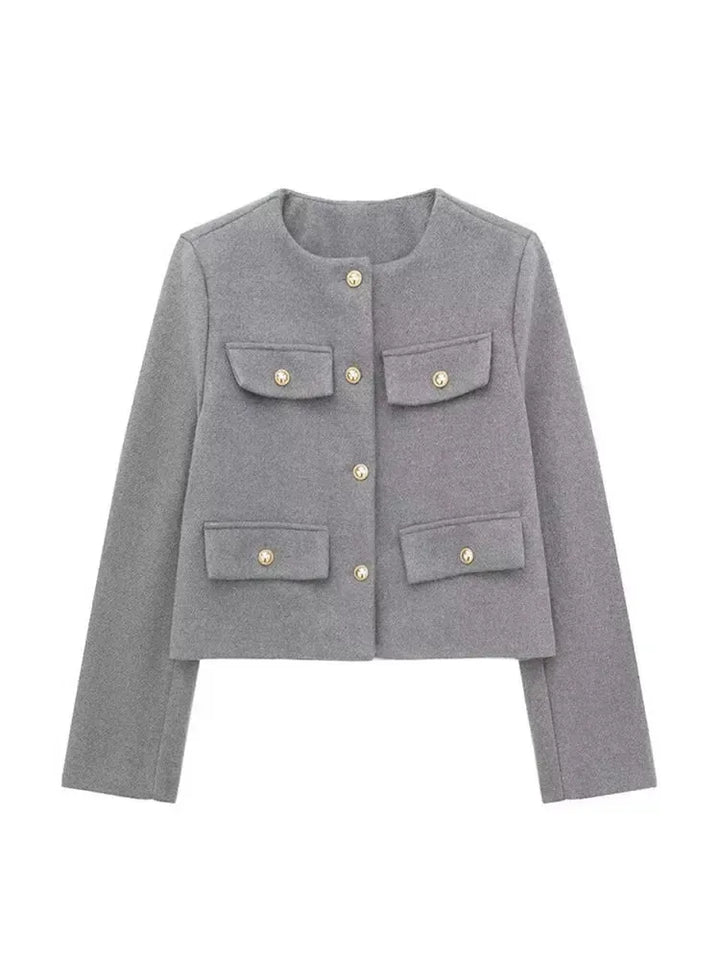 Cordelia | Chic Cropped Button-Up Jacket With Four Pockets