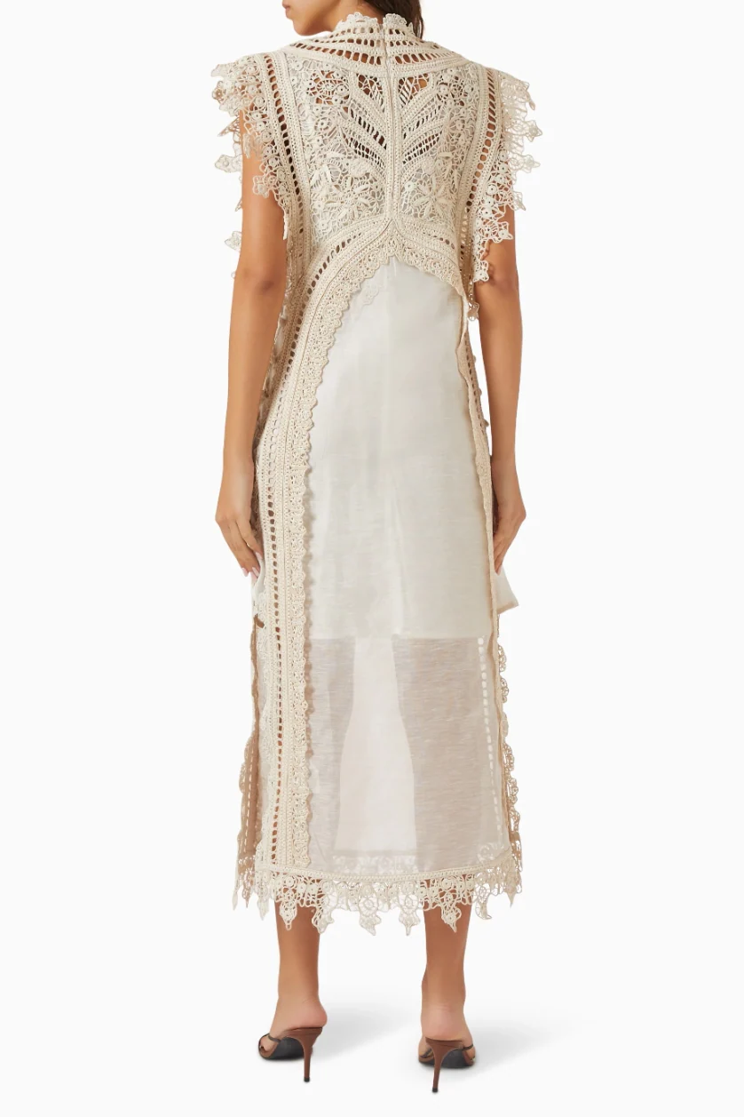 Cordelia | Elegant Lace High Neck Maxi Dress