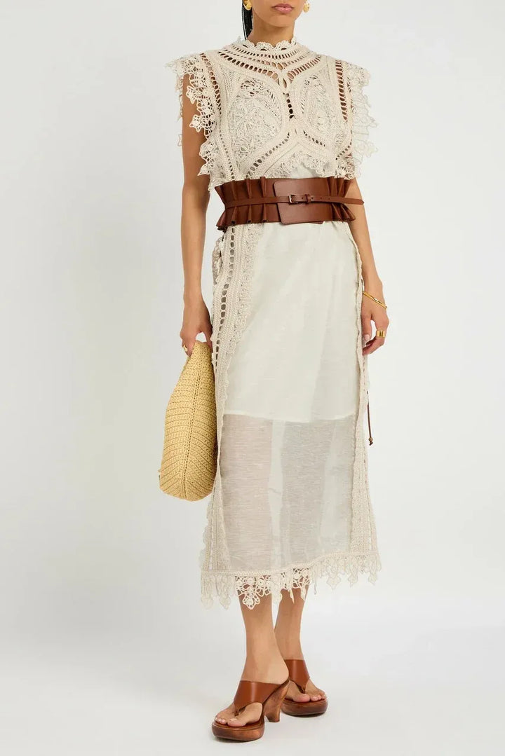 Cordelia | Elegant Lace High Neck Maxi Dress