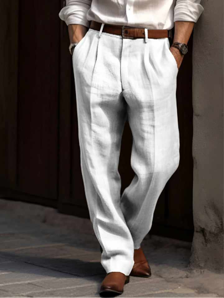 Classic Pleated Linen Pants For Men