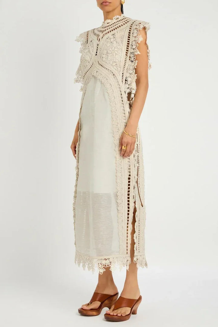 Cordelia | Elegant Lace High Neck Maxi Dress