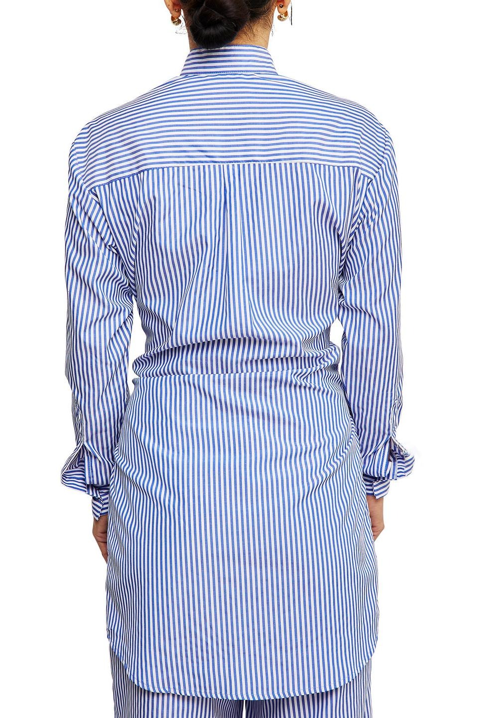 Presley | Elegant Blue Striped Maxi Shirt Dress