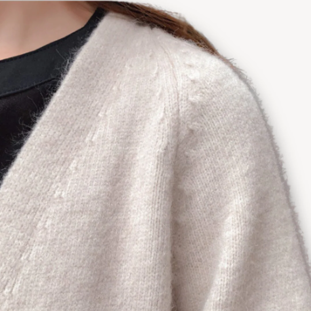 Cordelia | Elegant Long Open Front Knit Cardigan With Pockets