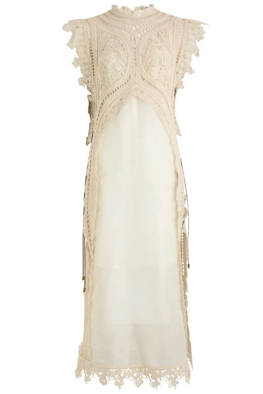 Cordelia | Elegant Lace High Neck Maxi Dress