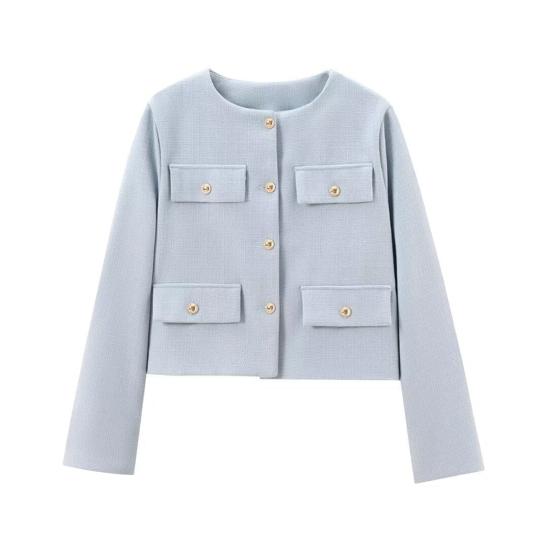 Cordelia | Chic Cropped Button-Up Jacket With Four Pockets