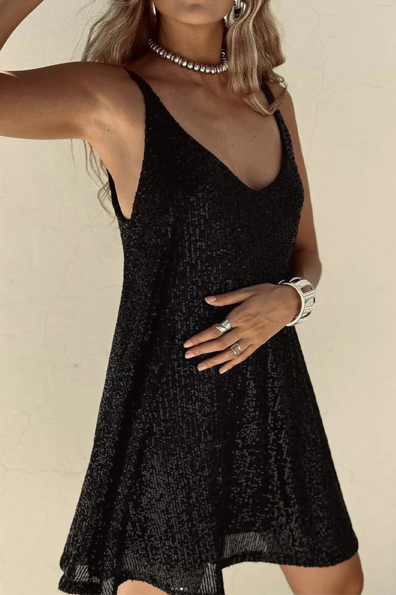 Margot | Elegant V-Neck Sequin Mini Dress