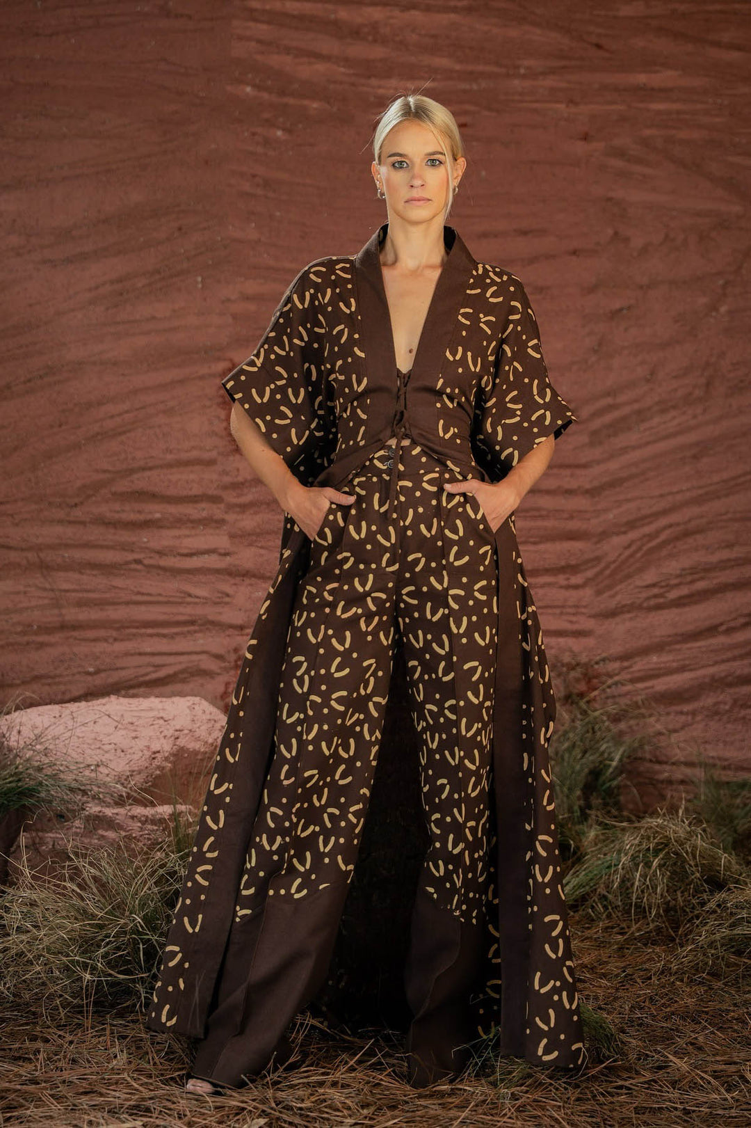 Cordelia | Boho Kimono Robe & Wide Leg Pants Set