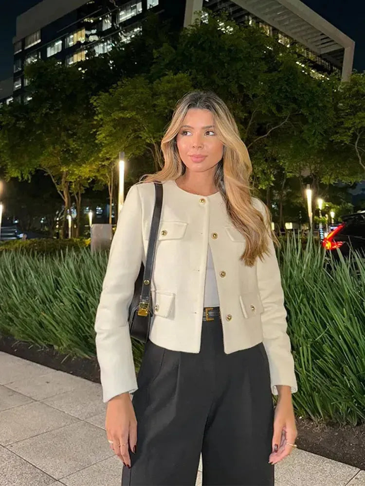 Cordelia | Chic Cropped Button-Up Jacket With Four Pockets