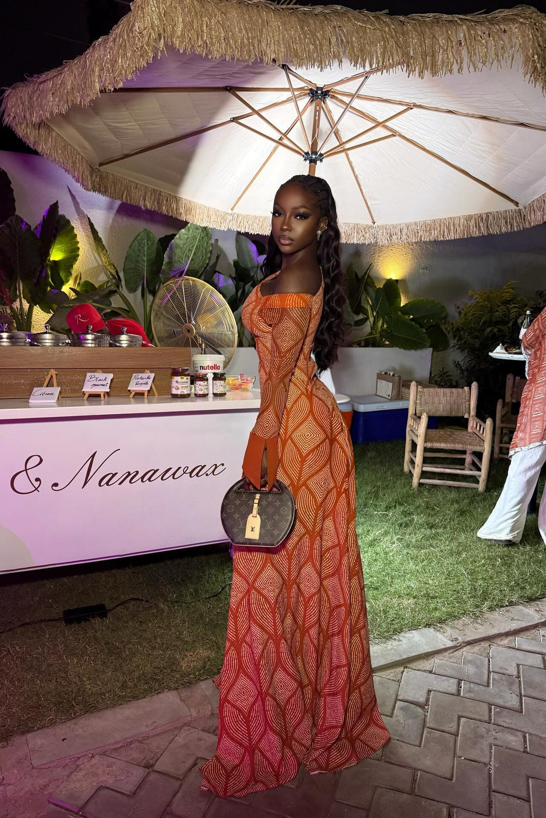 Fatima | Chic One-Shoulder Geometric Maxi Dress With Sleeves