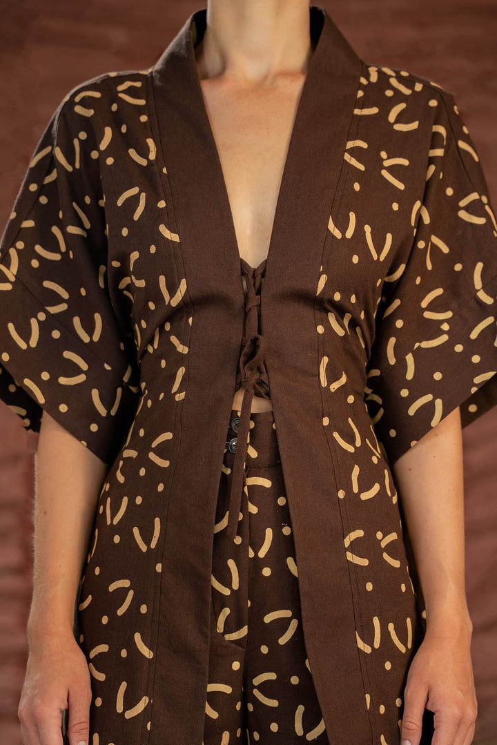 Cordelia | Boho Kimono Robe & Wide Leg Pants Set