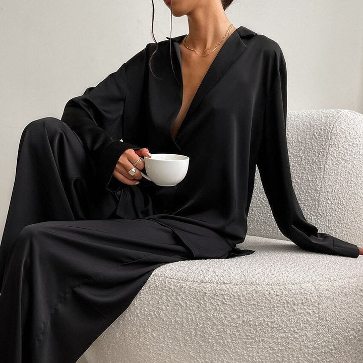 Jocelyn | Elegant Button Down Wide Leg Pajama Set