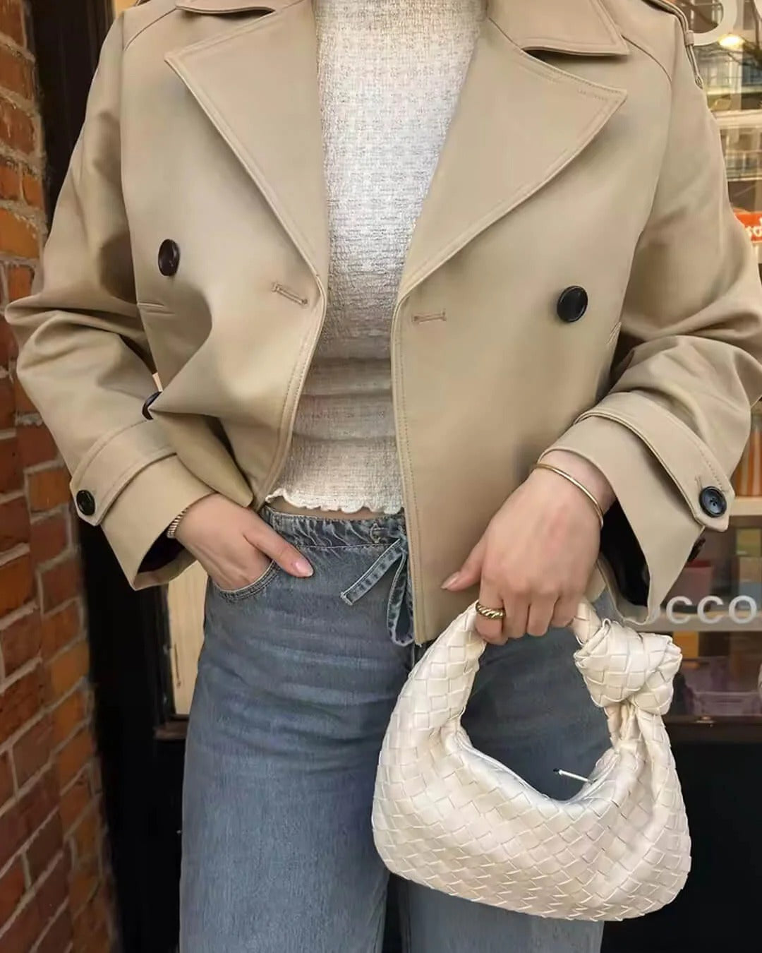 Everly | Chic Cropped Double Breasted Trench Coat Women