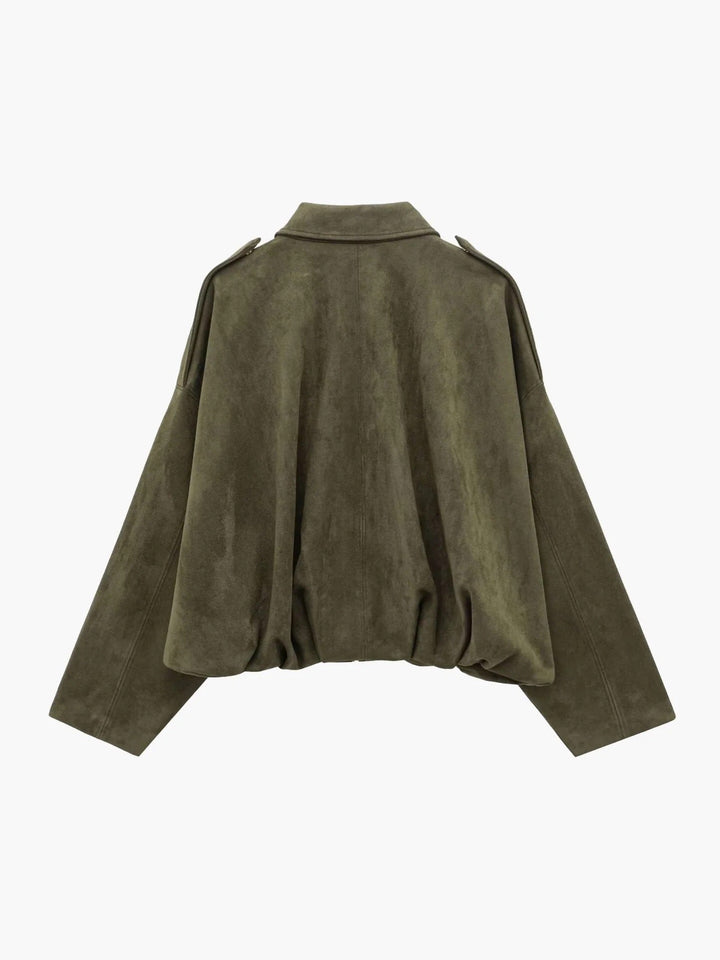Juniper | Chic Collared Faux Suede Bomber Jacket Women