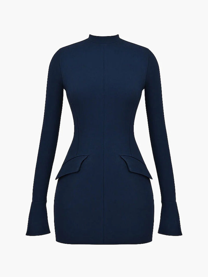 Larissa | Chic High Neck Long Sleeve Mini Dress
