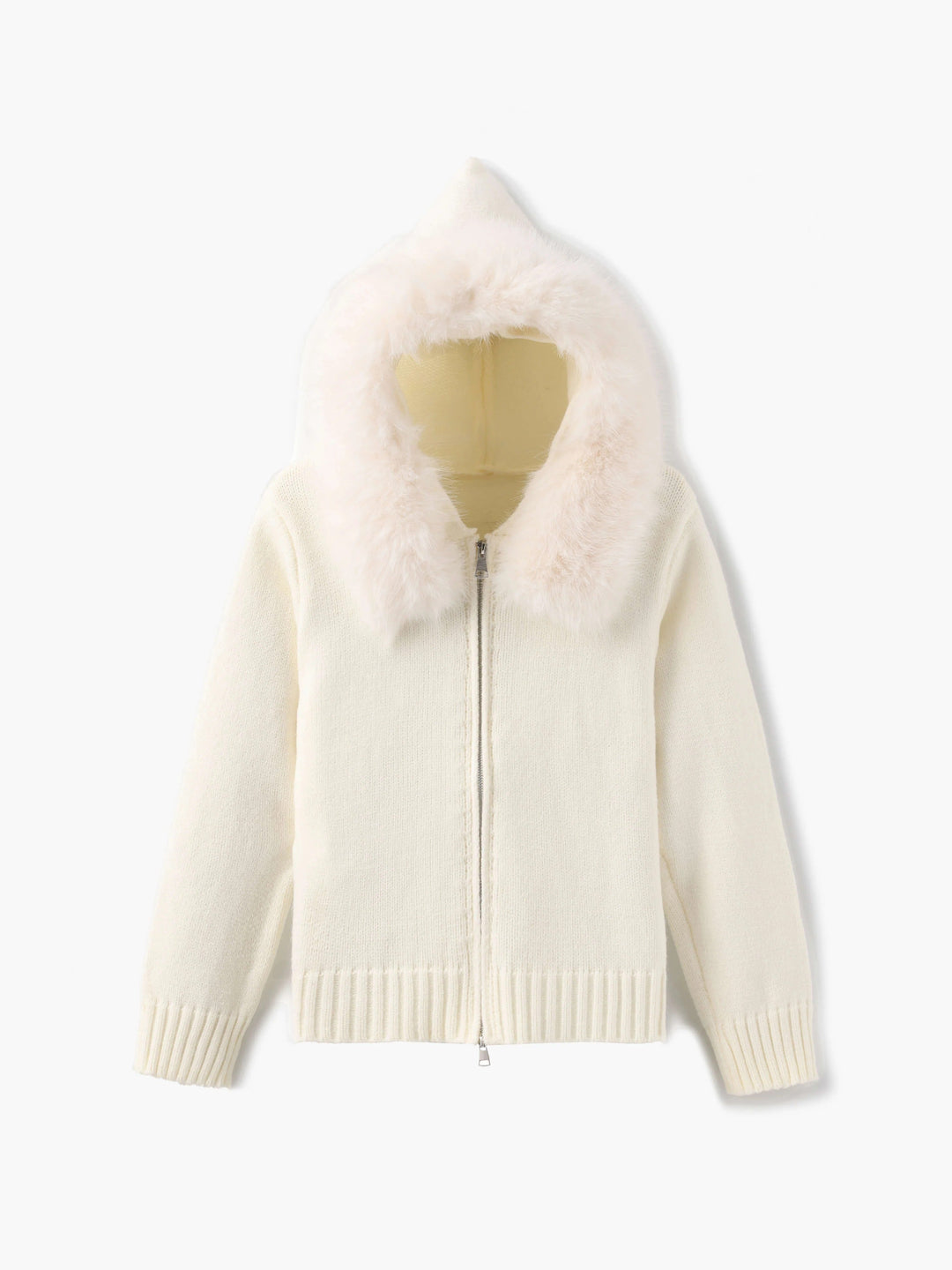 Juniper | Stylish Knit Zip-Up Cardigan With Faux Fur Hood