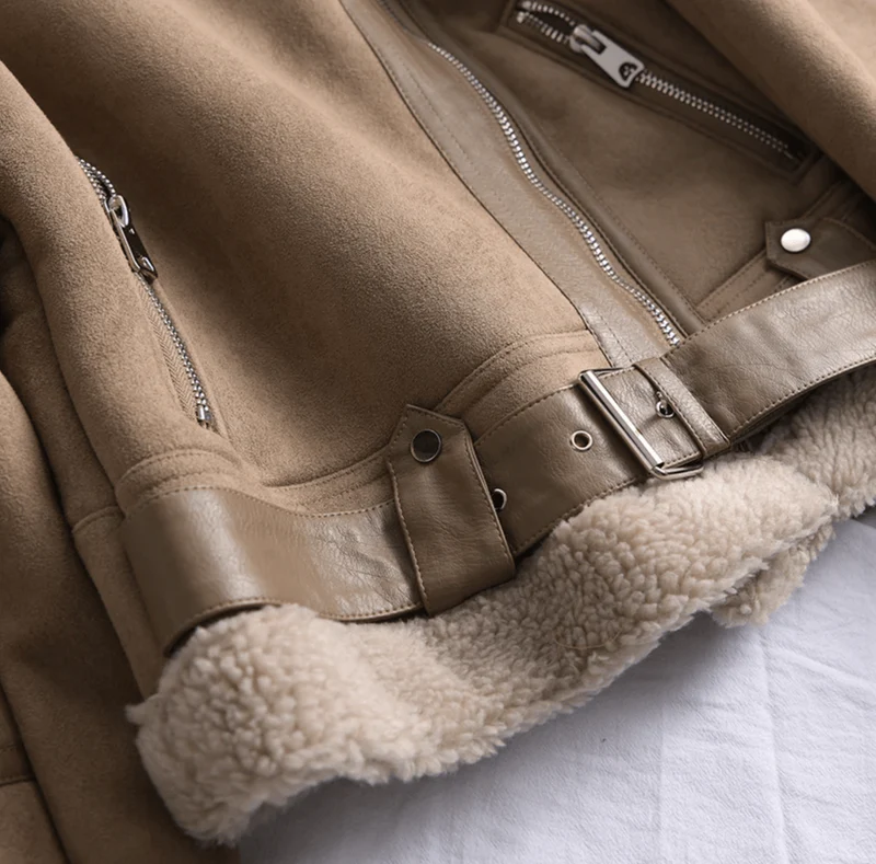 Joanna | Chic Sherpa Lined Suede Aviator Jacket Women
