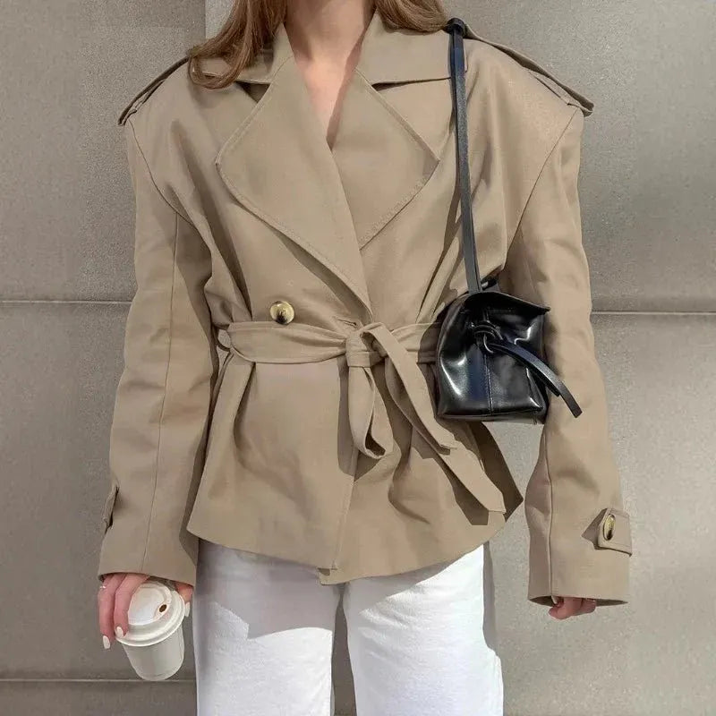 Annabelle | Chic Double Breasted Tie Waist Trench Jacket Women