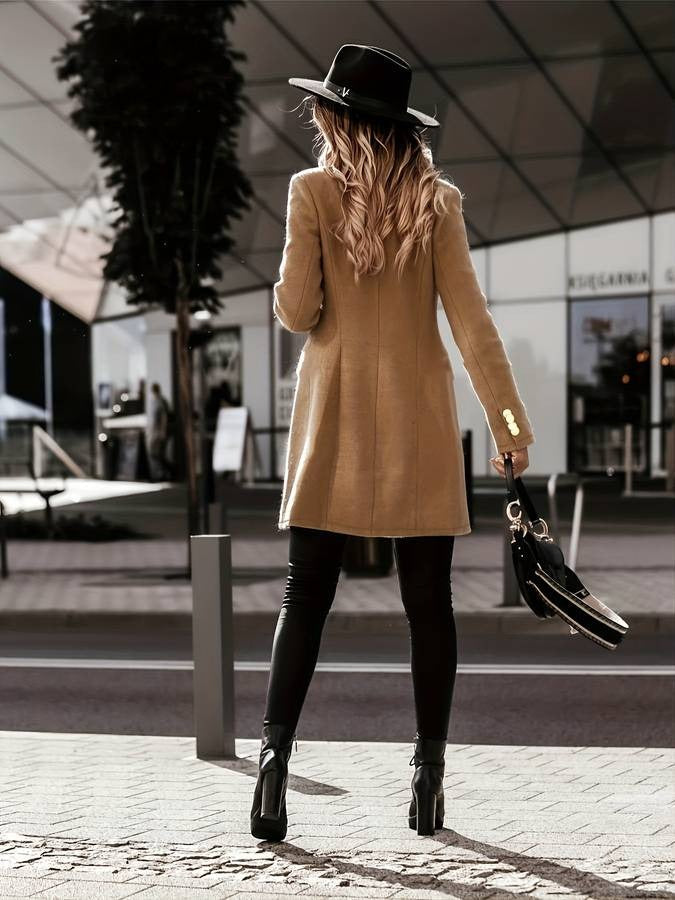 Cordelia | Elegant Double Breasted Military Coat With Gold Buttons