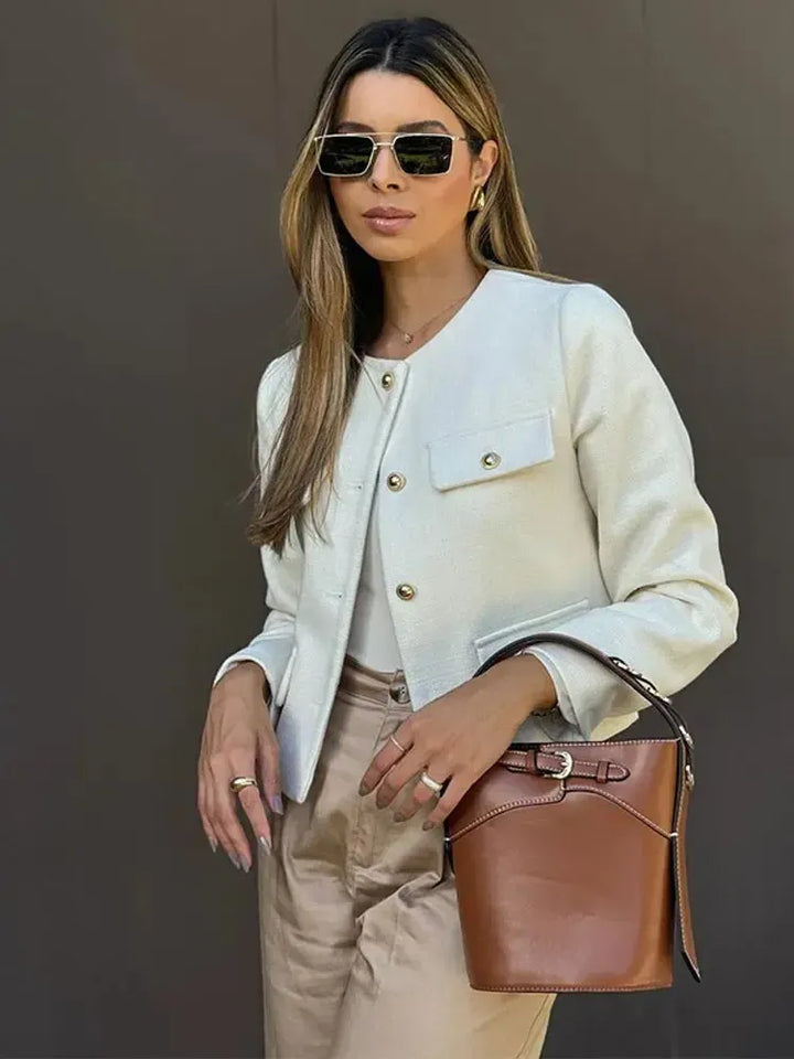 Cordelia | Chic Cropped Button-Up Jacket With Four Pockets