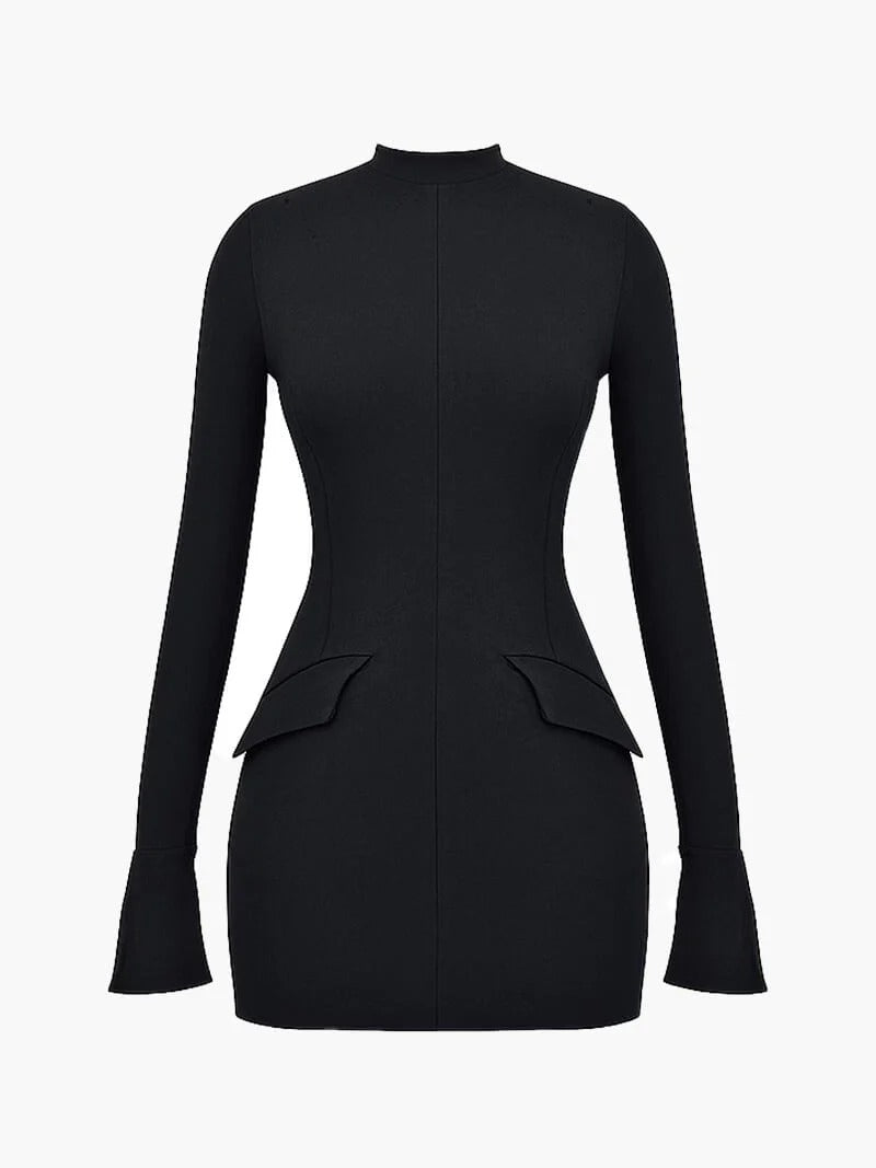 Larissa | Chic High Neck Long Sleeve Mini Dress