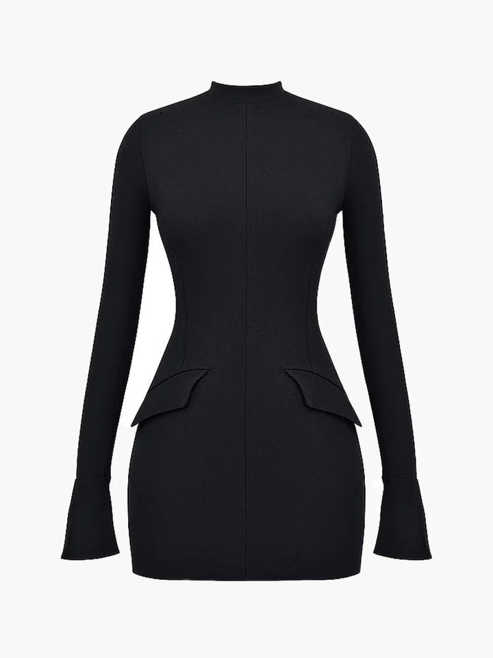 Larissa | Chic High Neck Long Sleeve Mini Dress
