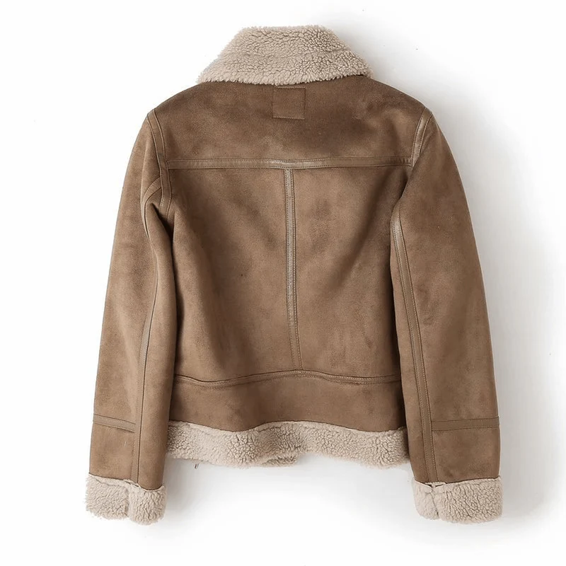 Joanna | Chic Sherpa Lined Suede Aviator Jacket Women