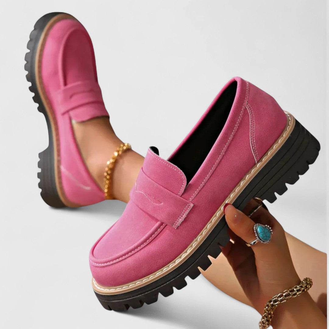 Cordelia | Chunky Platform Loafers With Lug Sole - Black