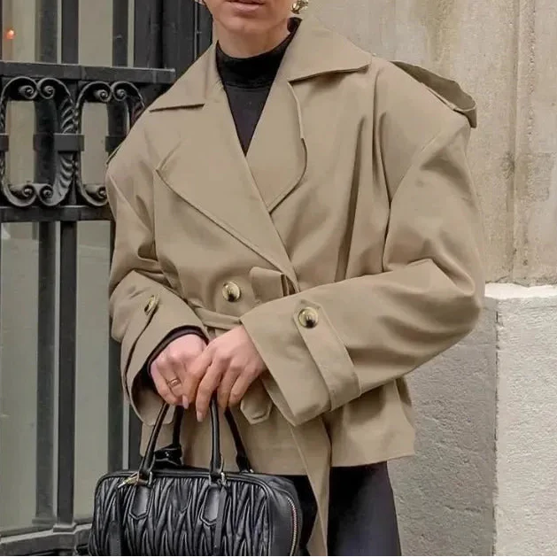 Annabelle | Chic Double Breasted Tie Waist Trench Jacket Women