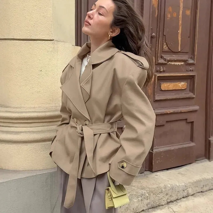 Annabelle | Chic Double Breasted Tie Waist Trench Jacket Women