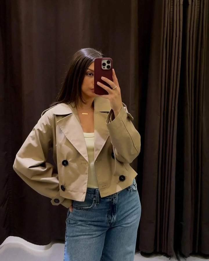 Everly | Chic Cropped Double Breasted Trench Coat Women