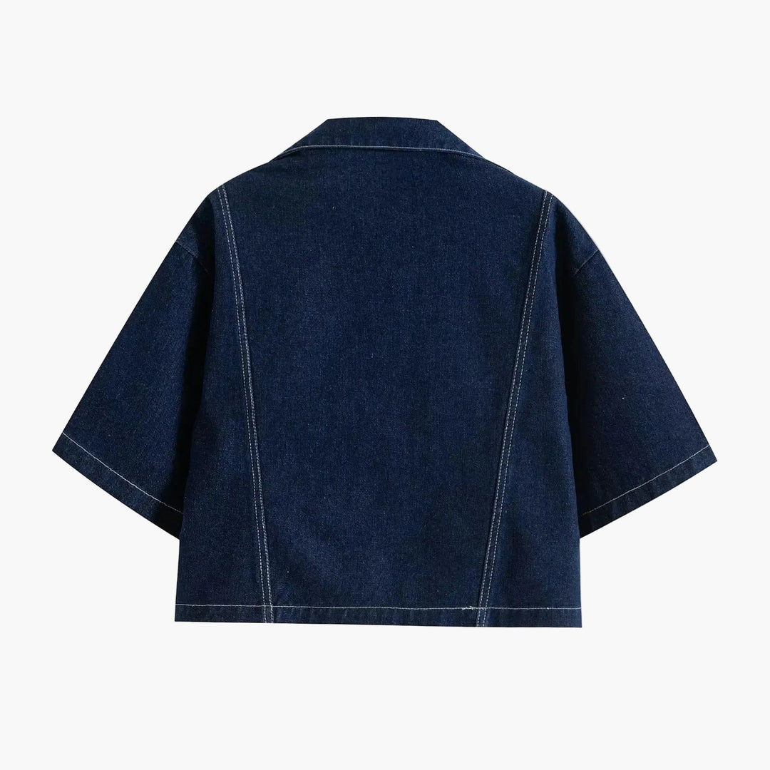 Ophelia | Chic Denim Crop Top And Mini Skort Two Piece Set