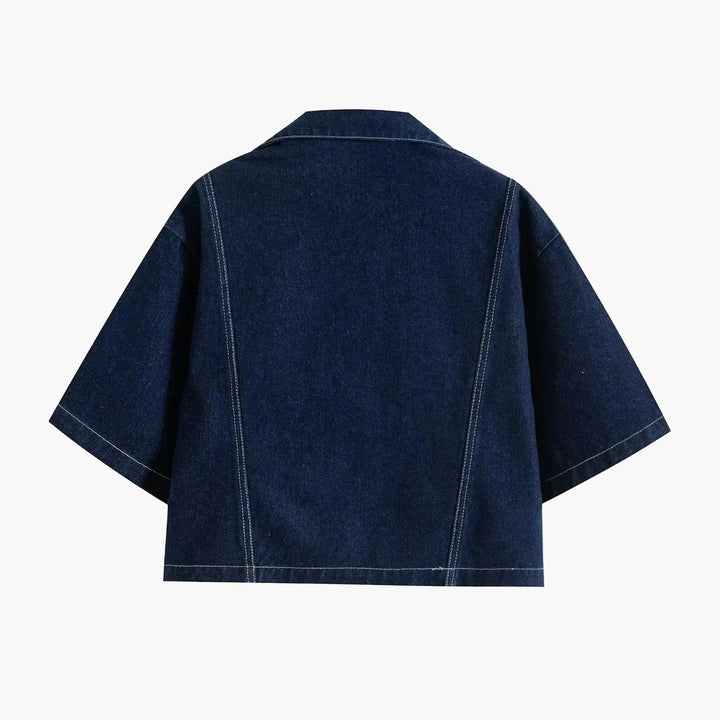Ophelia | Chic Denim Crop Top And Mini Skort Two Piece Set