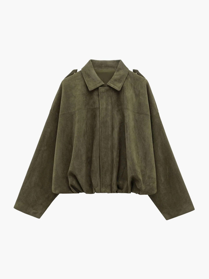 Juniper | Chic Collared Faux Suede Bomber Jacket Women