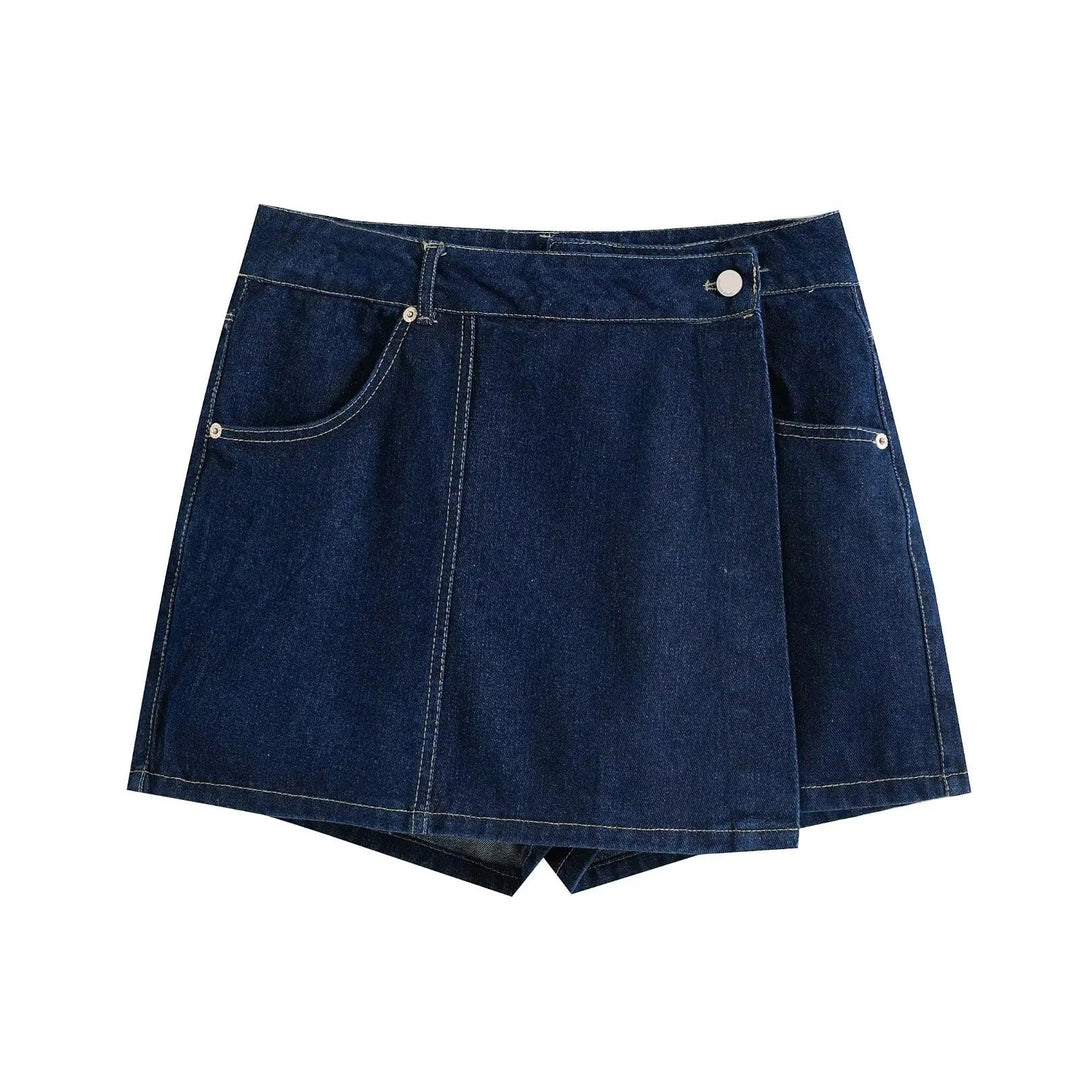 Ophelia | Chic Denim Crop Top And Mini Skort Two Piece Set