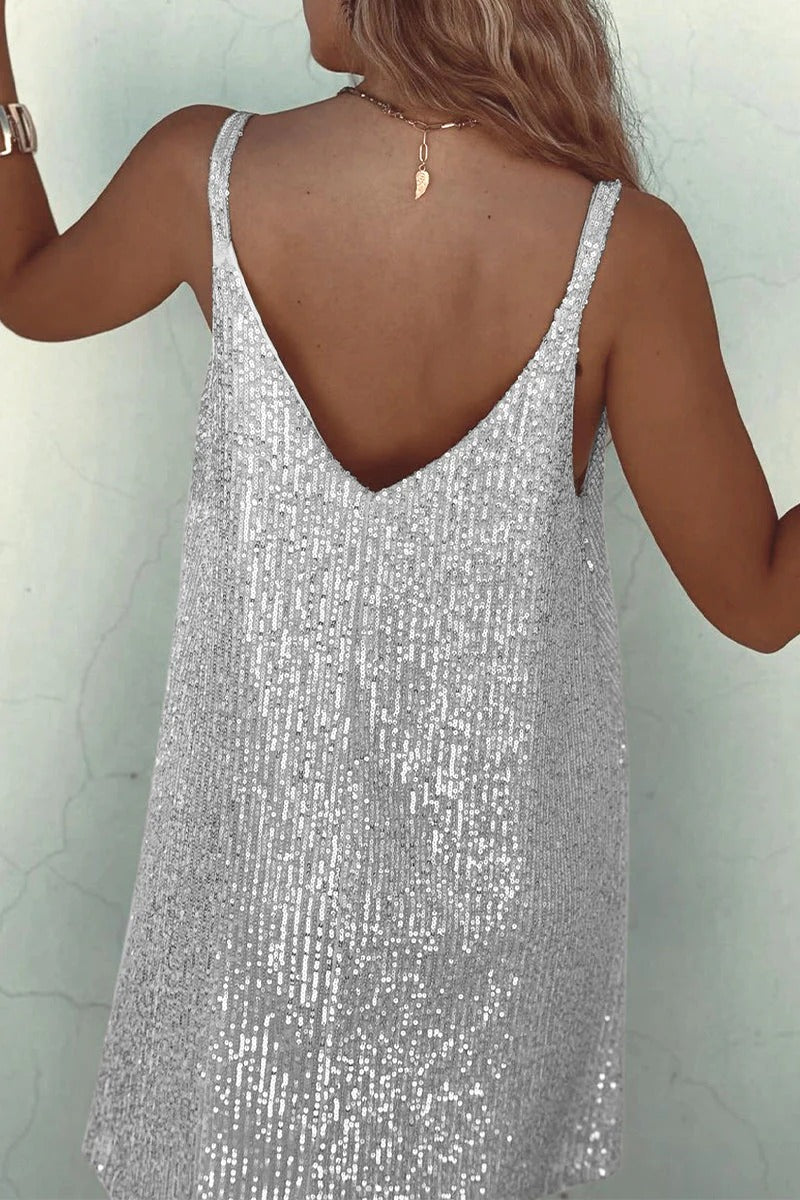 Margot | Elegant V-Neck Sequin Mini Dress