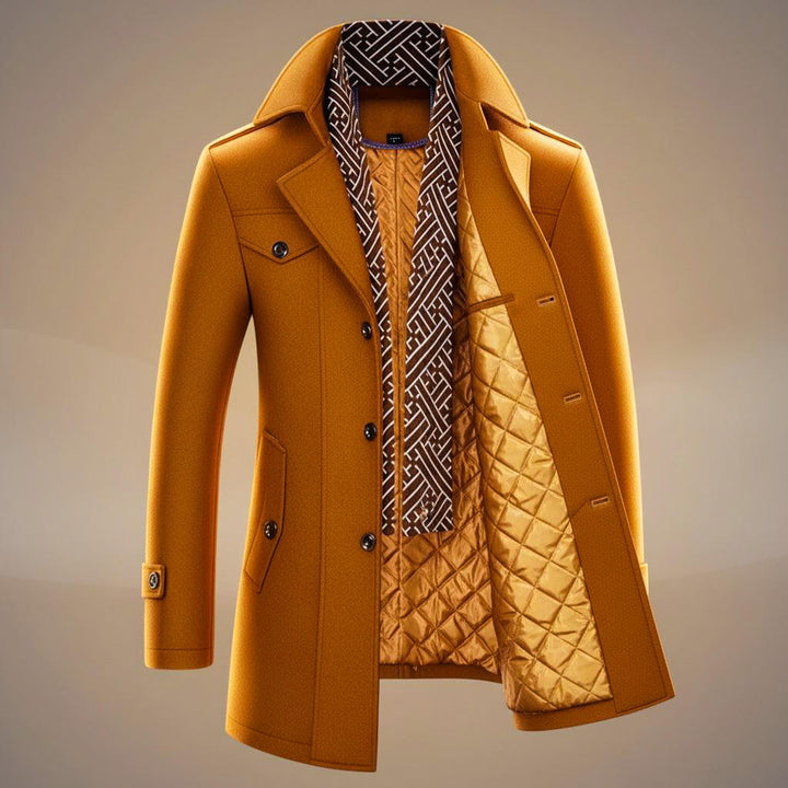 Alexander | Elegant Virgin Wool Overcoat With Quilted Lining