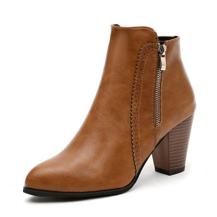 Elyse | Sleek Black Ankle Boots With Side Zip Detail