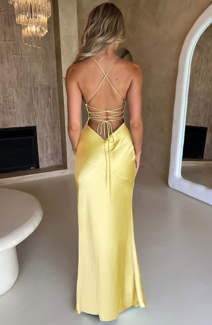 Eliza | Elegant Halter Satin Maxi Gown