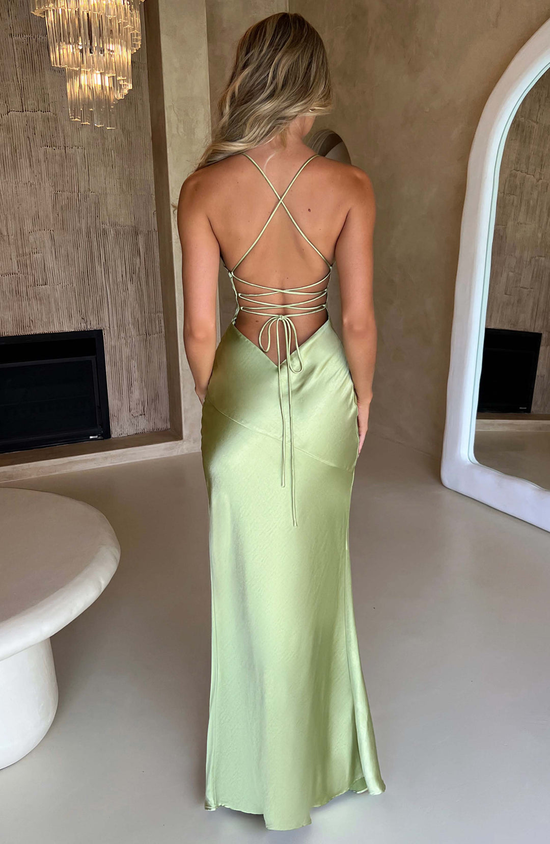 Phoebe | Elegant Satin V-Neck Maxi Dress With High Slit