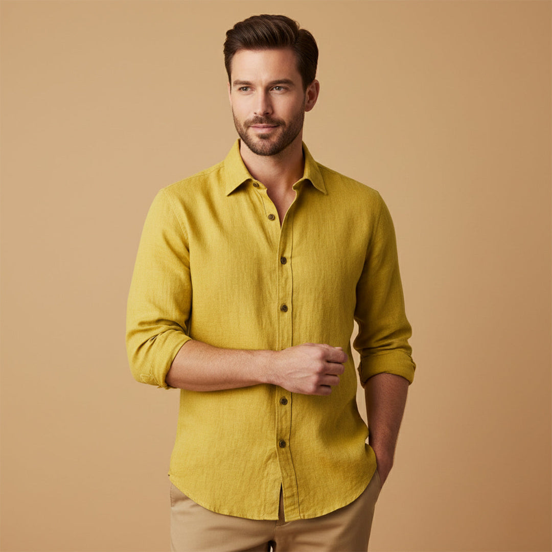 Phoebe | Elegant Long Sleeve Linen Button-Up Shirt For Men
