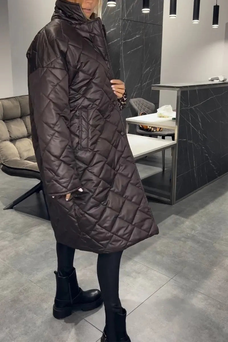 Harper | Quilted Coat with Leopard Lining