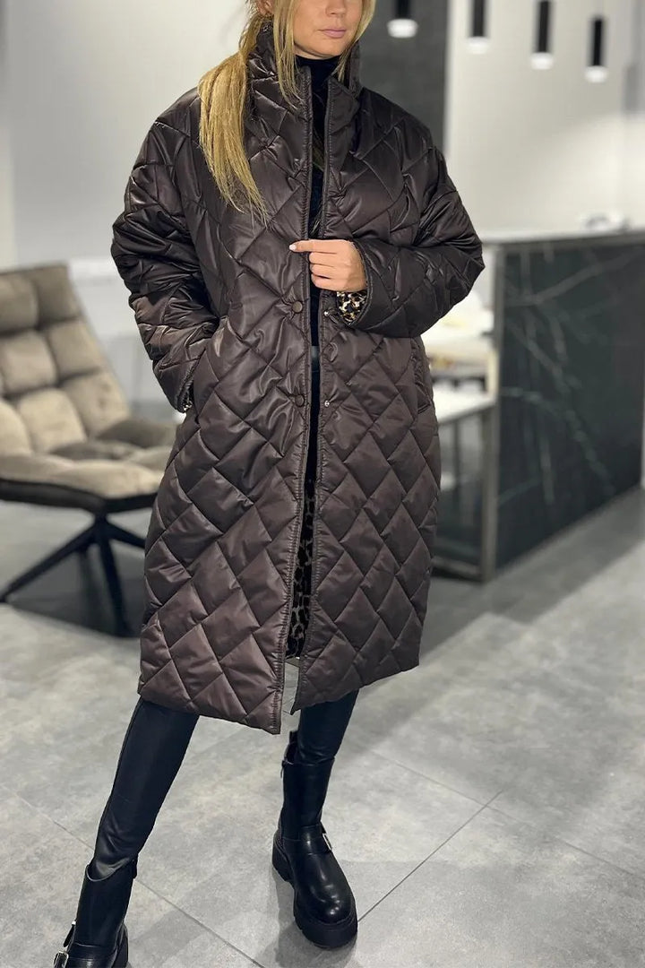 Harper | Quilted Coat with Leopard Lining