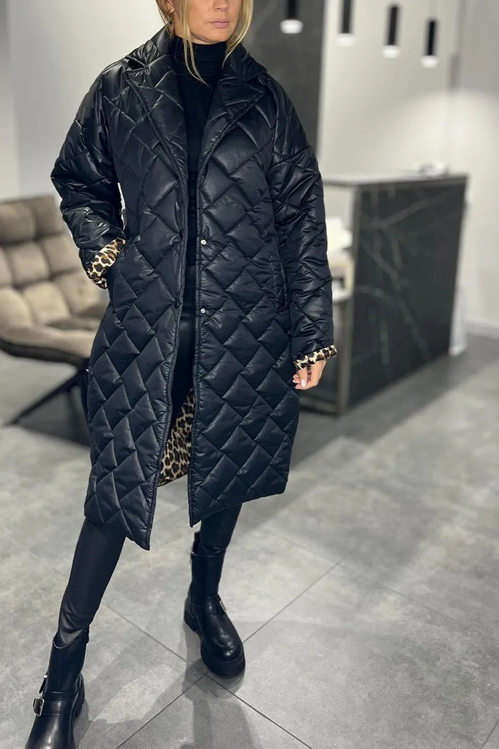 Harper | Quilted Coat with Leopard Lining